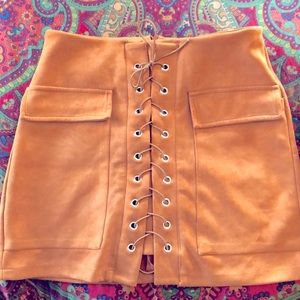 Burnt orange faux-suede skirt